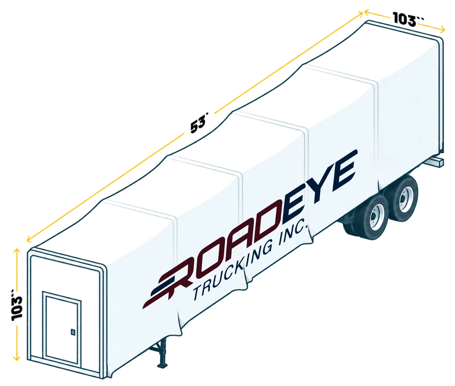 Road Eye 53-foot Conestoga trailer with retractable tarp, side view
